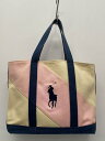 【中古】RALPH LAUREN◆トートバッグ/キャンバス/PNK/無地/底板取り外し可/自立型/ワンポイント/刺繍【バッグ】