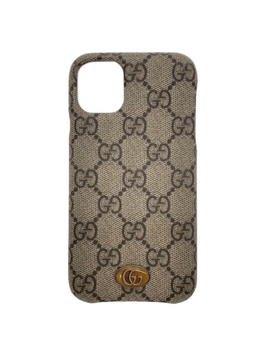 【中古】GUCCI◆iPhoneケース_オフィディア_GGスプリーム/--/BEG/総柄/レディース/※削れ有【服飾雑貨他】(4.0)