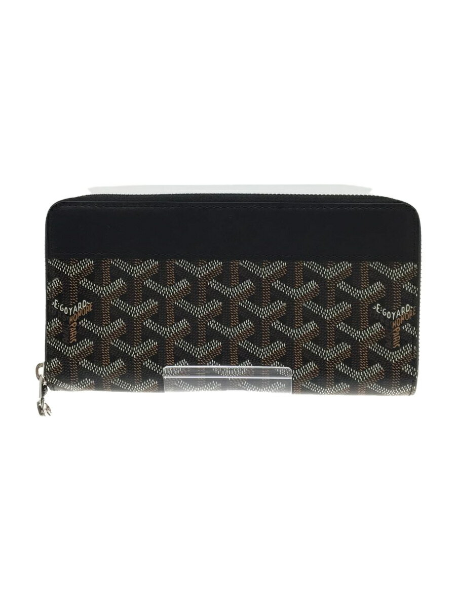 【中古】GOYARD◆長財布/ファスナー/BLK/BRW/モノグラム/メンズ【服飾雑貨他】