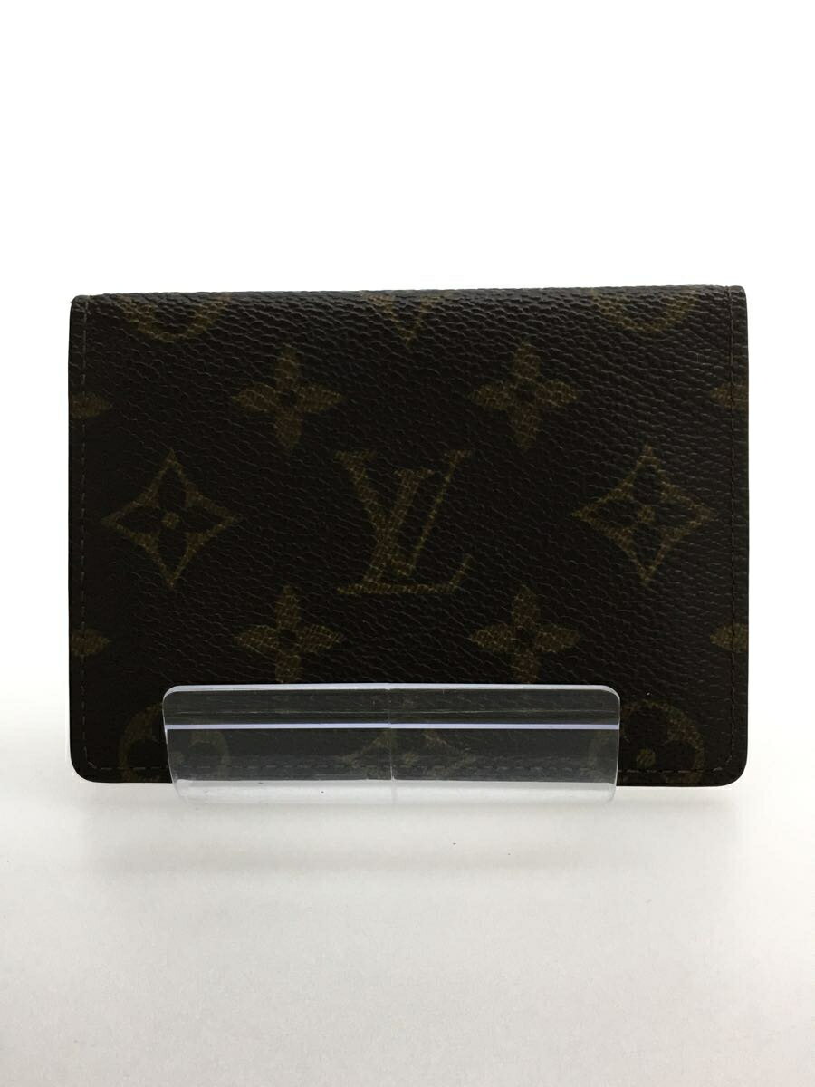 【中古】LOUIS VUITTON◆ポルト2カルトヴェルティカル_モノグラム_BRW/--/BRW/総柄/メンズ【服飾雑貨他】