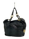 【中古】MICHAEL KORS◆パイソン柄/ロゴストラップ錆付き/ハンドバッグ/--/BLK/アニマル【バッグ】(4)