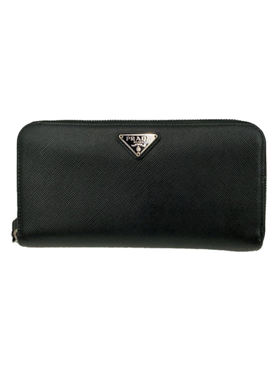 【中古】PRADA◆長財布/レザー/BLK/レディース【服飾雑貨他】