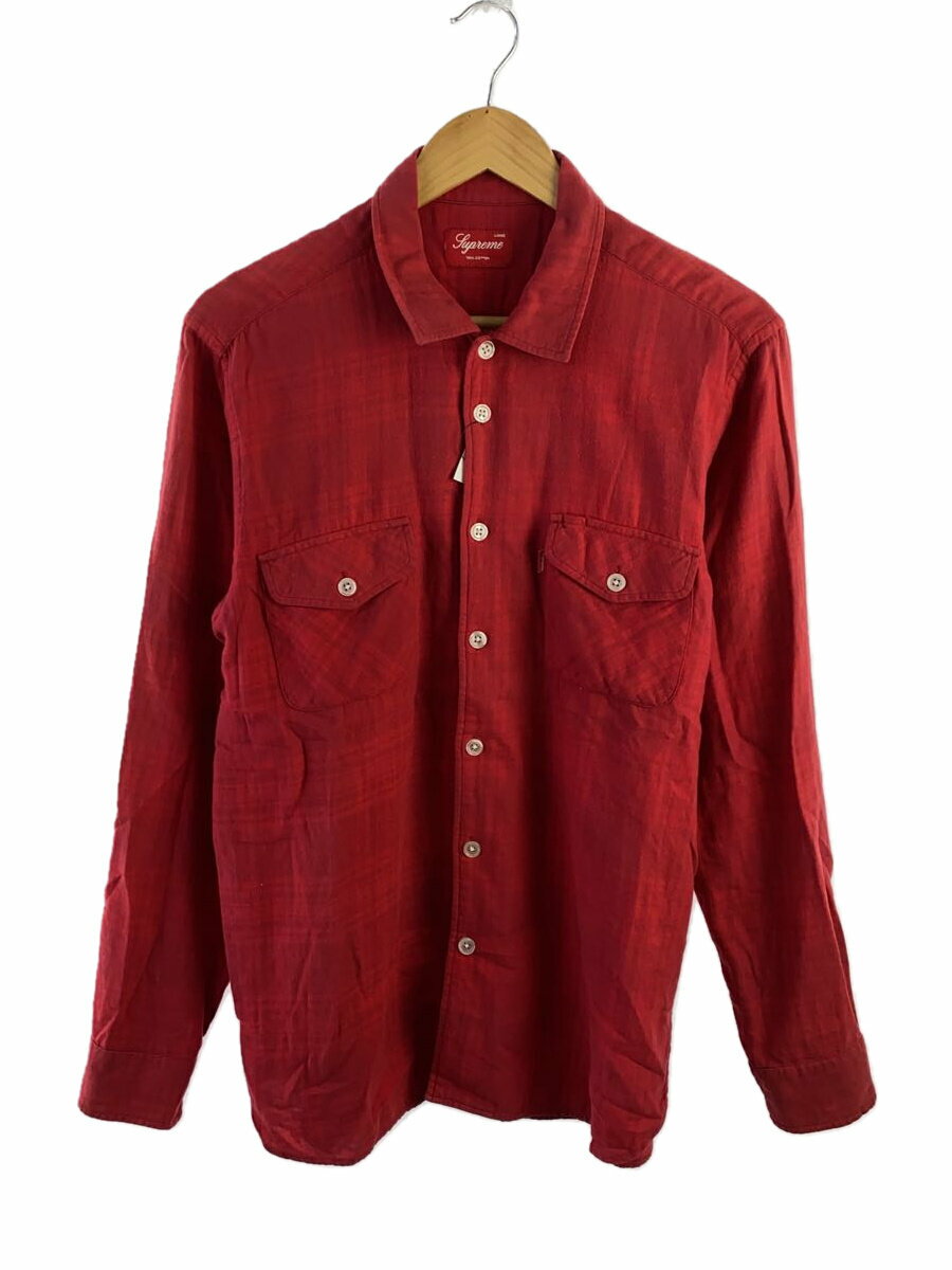 【中古】Supreme◆長袖シャツ/L/コットン/RED/チェック【メンズウェア】
