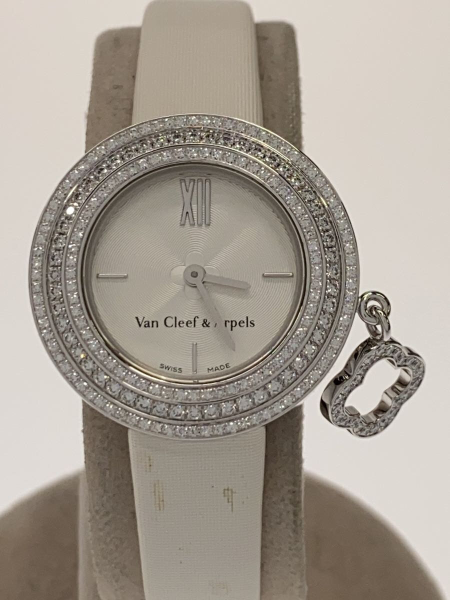 【中古】Van Cleef&Arpels◆チャームウォッチミニ/クォーツ腕時計/アナログ/SLV/WHT...