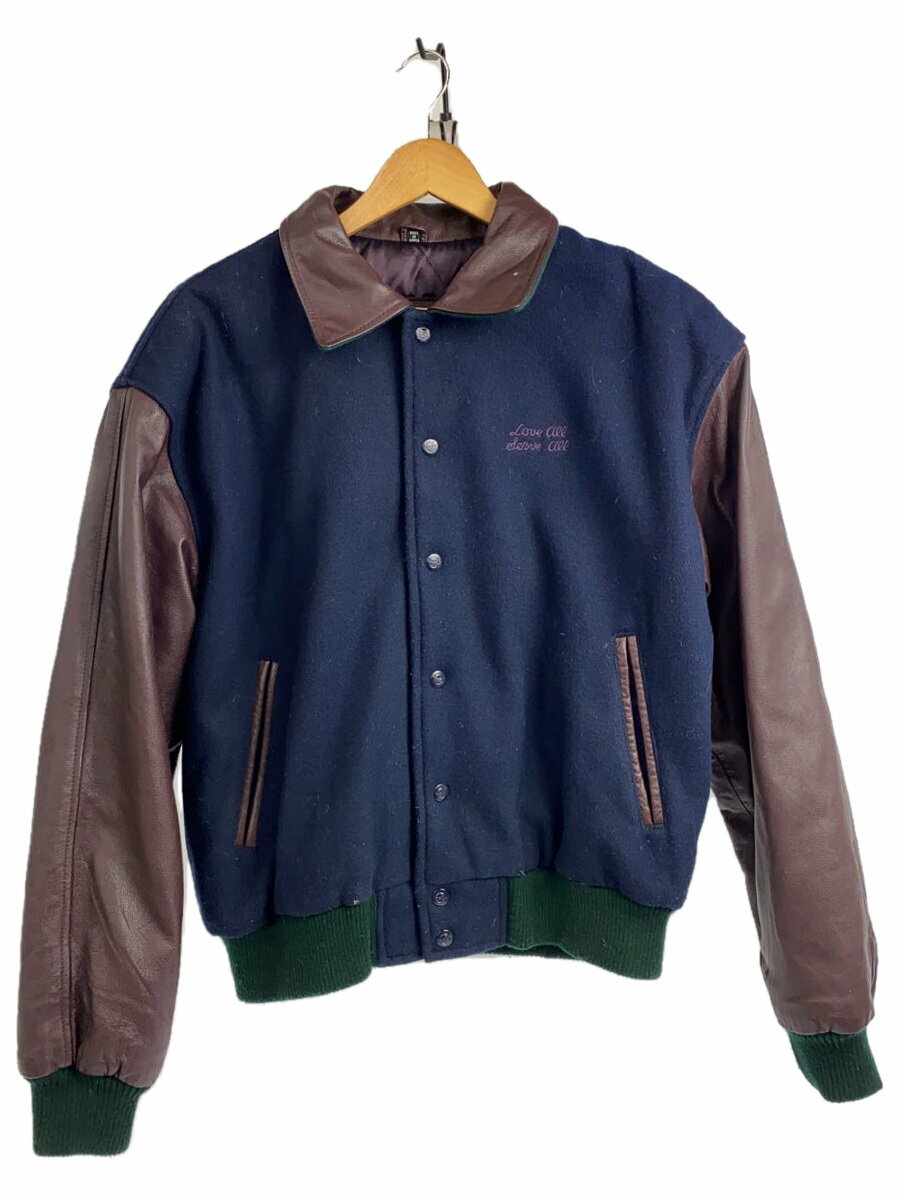 【中古】HARD ROCK CAFE◆スタジャン/M/ウール/BLK/無地【メンズウェア】
