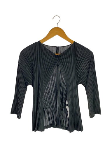 【中古】PLEATS PLEASE ISSEY MIYAKE◆カーディガン(薄手)/3/ポリエステル/BLK/pp41-j0451//【レディースウェア】 【中古】PLEATS PLEASE ISSEY MIYAKE◆カーディガン(薄手)/3/ポリエステル/BLK/pp41-j0451//【レディースウェア】