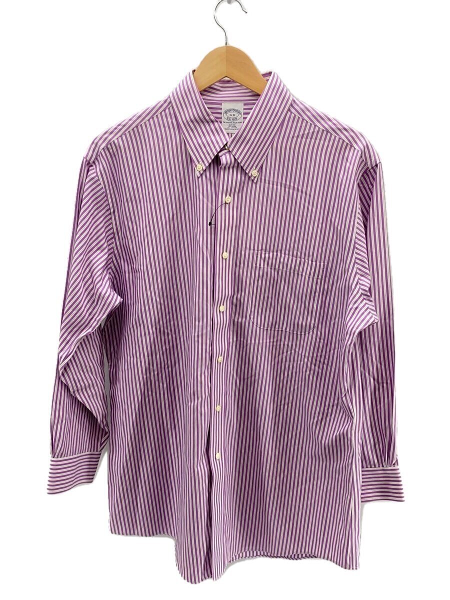 【中古】BROOKS BROTHERS◆ブルックスブラザーズ/マレーシア製/長袖シャツ/コットン/パープル/ストライプ【メンズウェア】