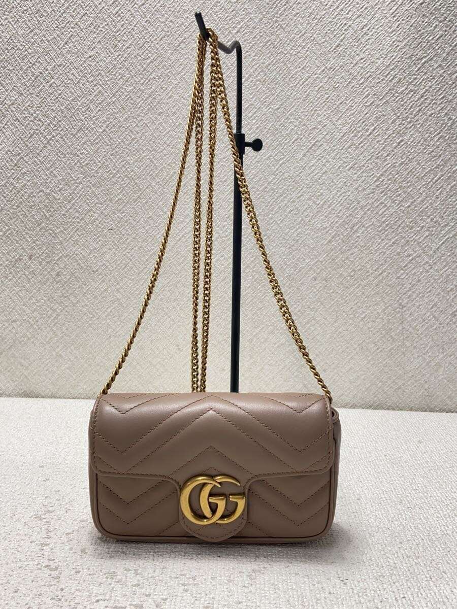 GUCCI - 【中古】GUCCI◆ショルダーバッグ/レザー/BEG【バッグ】