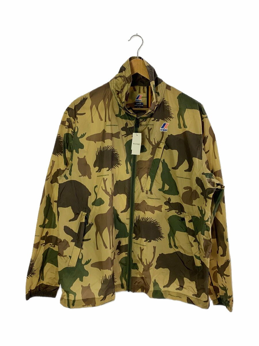【中古】Engineered Garments◆EG X K-WAY CREPIN/ジャケット/L/ポリエステル/カーキ/アニマル【メンズウェア】
