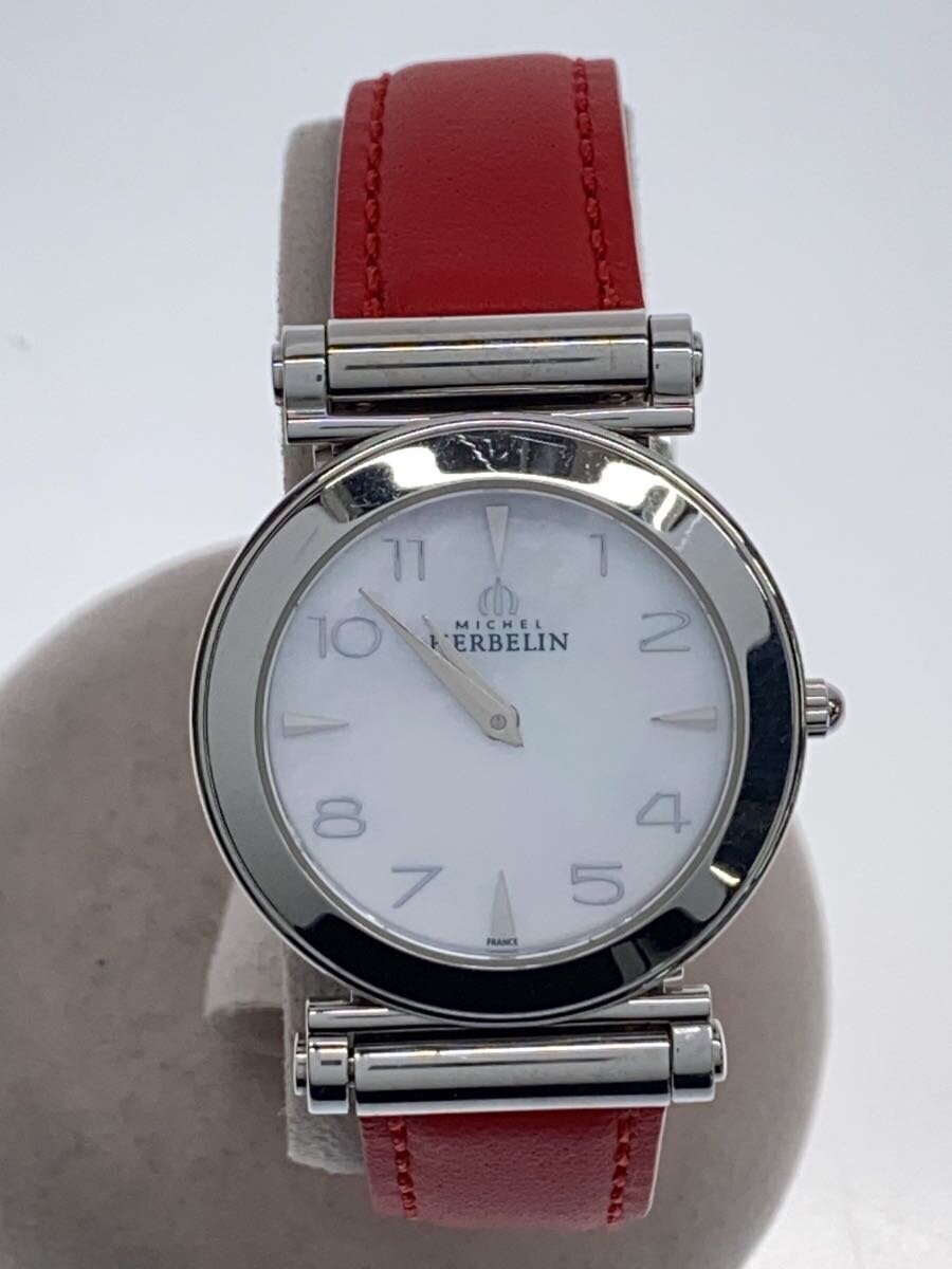 NIXON - 【中古】Michel HERBELIN/クォーツ腕時計/アナログ/フェイクレザー/WHT【服飾雑貨他】