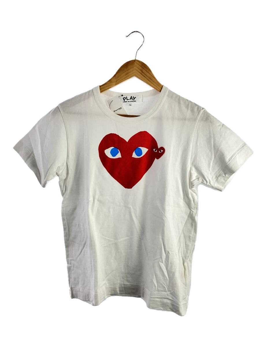 【中古】PLAY COMME des GARCONS◆Tシャツ/L/コットン/WHT/AZ-T085【レディースウェア】