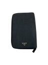 【中古】PRADA◆ポーチ/ナイロン/BLK/プラダ/三角プレート【バッグ】