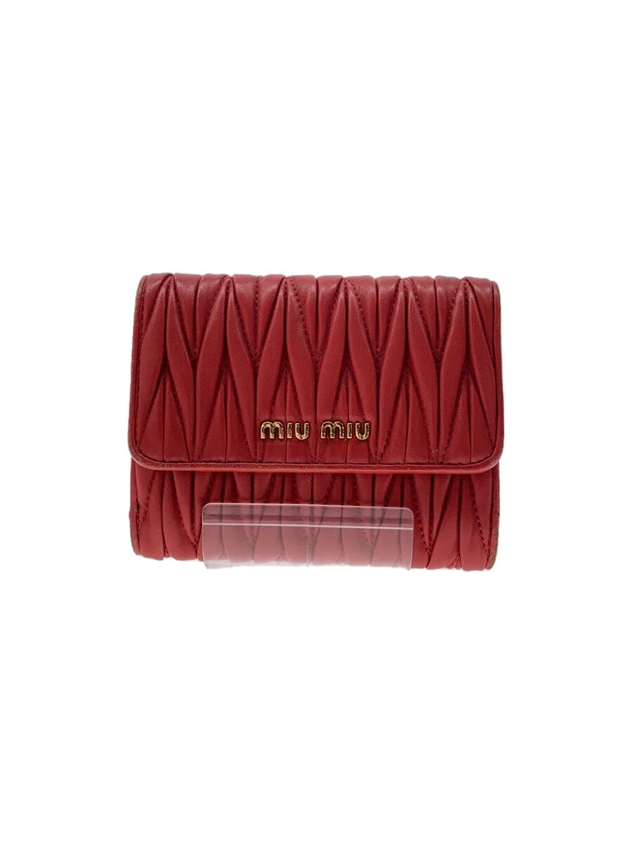 【中古】MIU MIU◆3つ折り財布/--/レッ