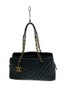 【中古】CHANEL◆Vステッチ/チェーントートバッグ/レザー/BLK//【バッグ】(4)