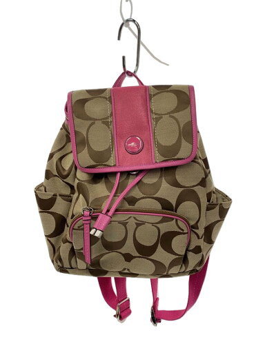 【中古】COACH◆リュック/キャンバス/ピンク/総柄/シグネチャー/デイパック/バックパック/ミニリュック/レディース【バッグ】 【中古】COACH◆リュック/キャンバス/ピンク/総柄/シグネチャー/デイパック/バックパック/ミニリュック/レディース【バッグ】