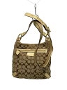 【中古】COACH◆ショルダーバッグ_ペネロピ_シグネチャー_ゴールドレザー/--/BEG/総柄【バッグ】