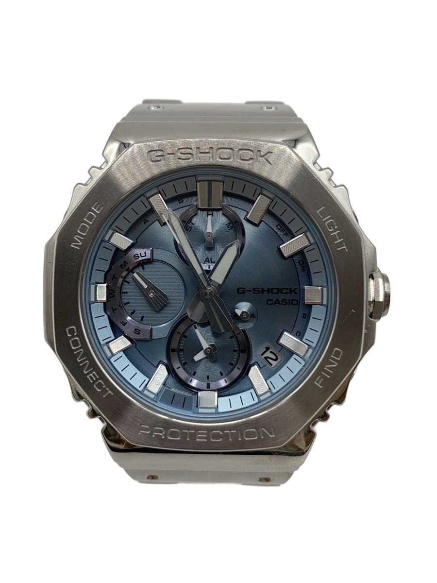 【中古】CASIO◆ソーラー腕時計_G-SHOCK/アナログ/ステンレス/BLU/SLV/SS【服飾雑貨他】