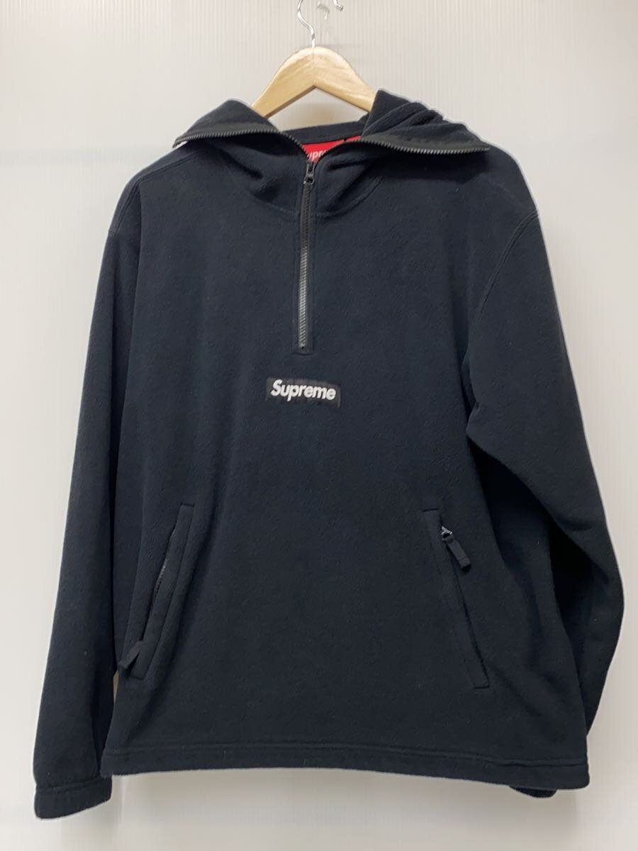 Supreme◆Polartec Harf Zip Pullover/2455M/ポリエステル/BLK/無地//