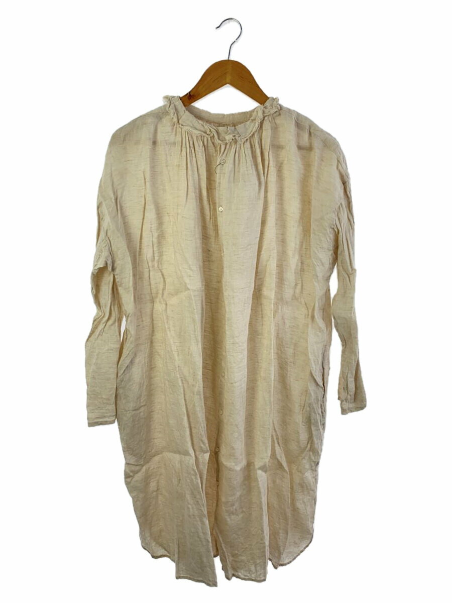 【中古】veritecoeur◆Frill 2Way One Piece/長袖ワンピース/FREE/リネン/BEG/VC-1551【レディースウェア】