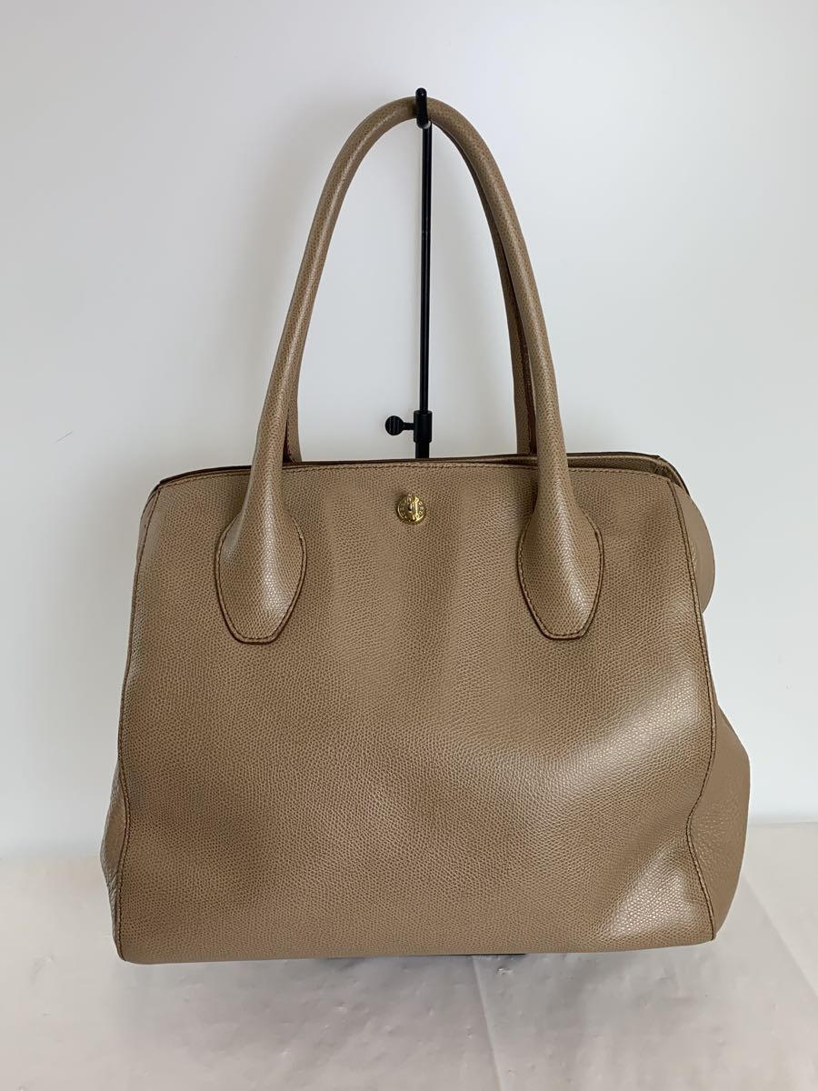 【中古】FURLA◆ハンドバッグ/--/BEG/無地【バッグ】