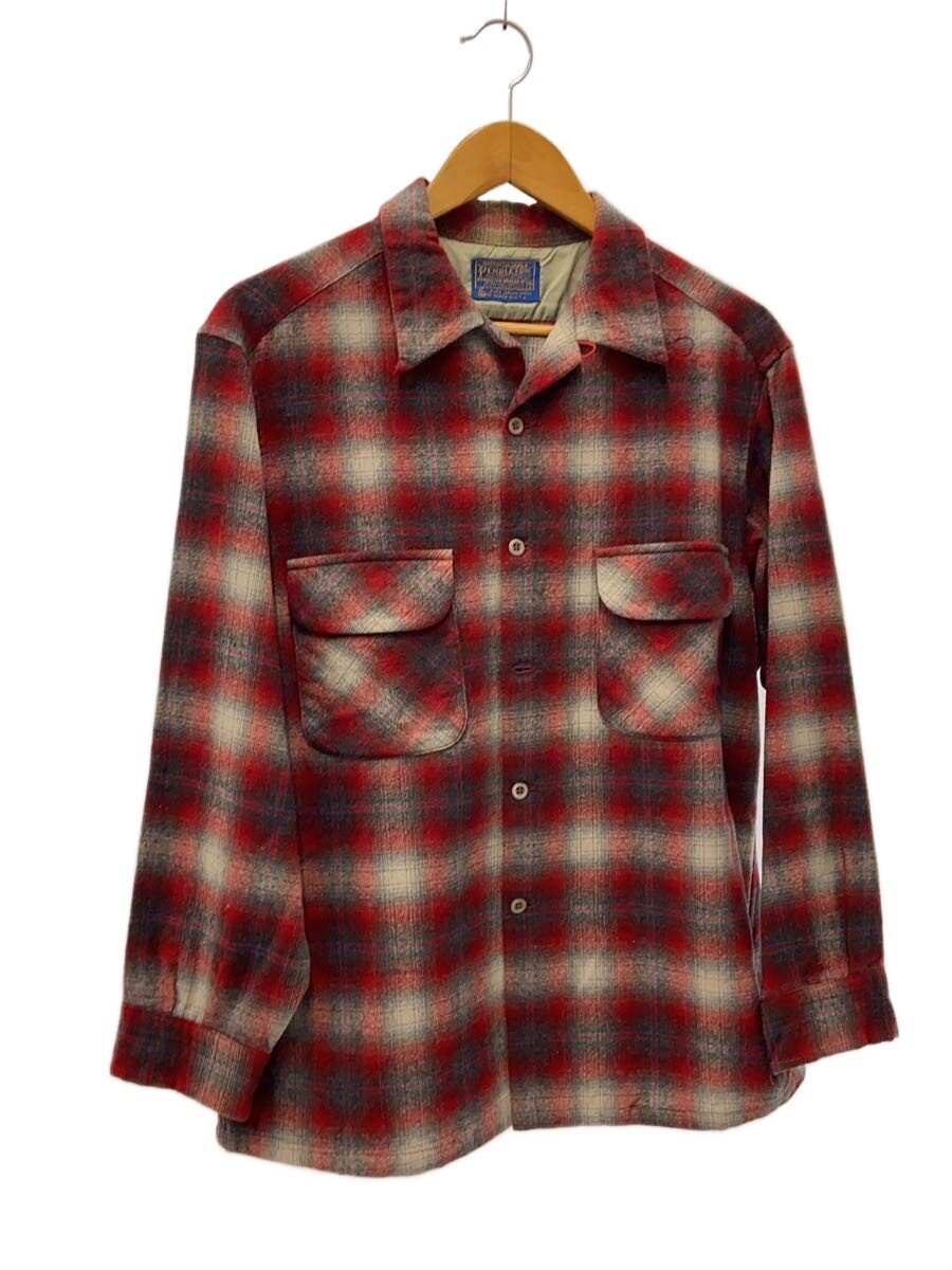 【中古】PENDLETON◆長袖シャツ/L/ウール/RED/オンブレCK【メンズウェア】