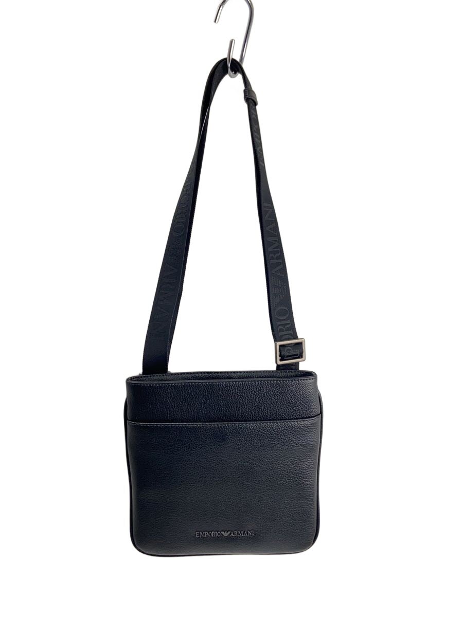 【中古】EMPORIO ARMANI◆ショルダーバッグ/レザー/BLK/無地/Y4M177【バッグ】(4.0)