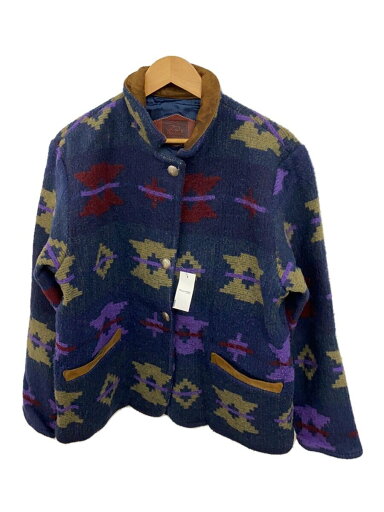 【中古】Woolrich◆Woolrich/ジャケット/L/ウール/ネイビー/総柄【レディースウェア】 【中古】Woolrich◆Woolrich/ジャケット/L/ウール/ネイビー/総柄【レディースウェア】