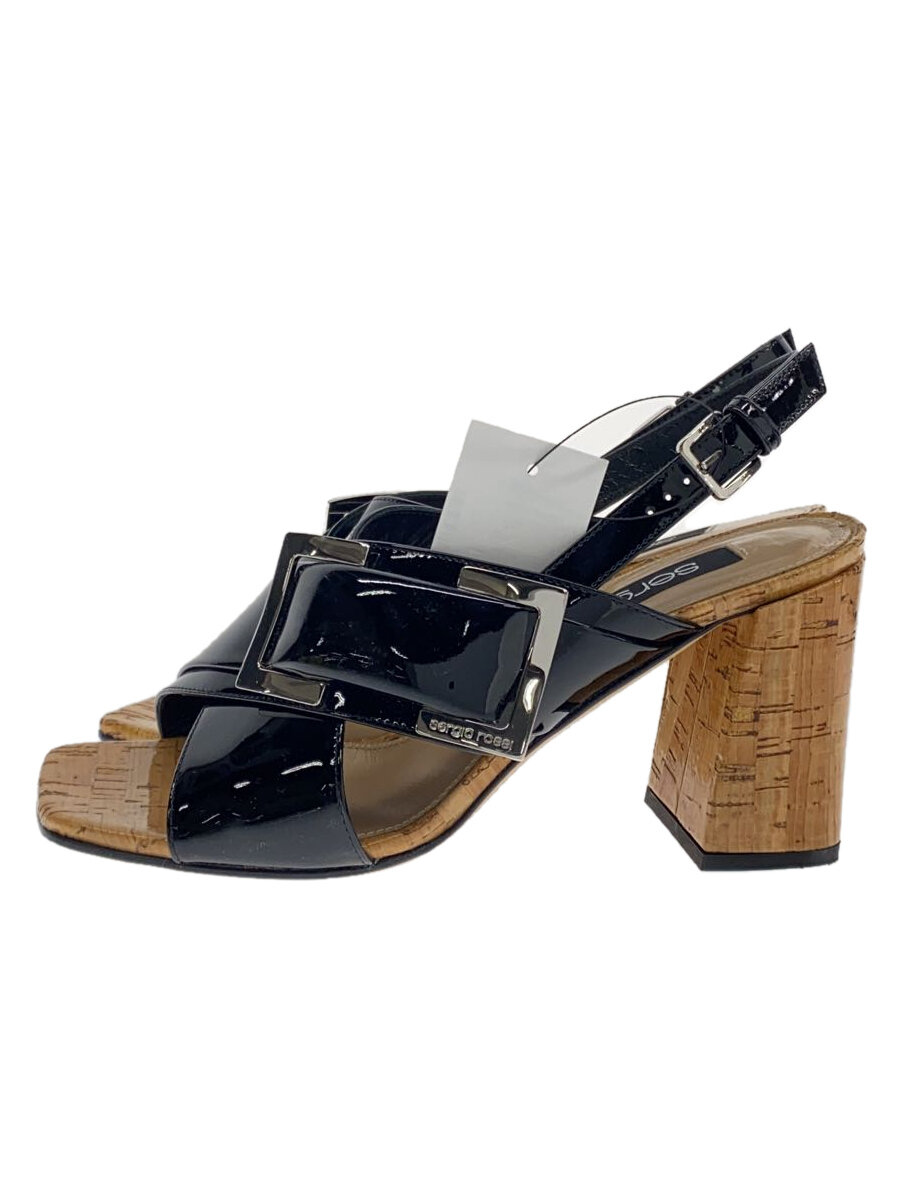 【中古】sergio rossi◆サンダル/バックルクロス/36/BLK/レザー//【シューズ】