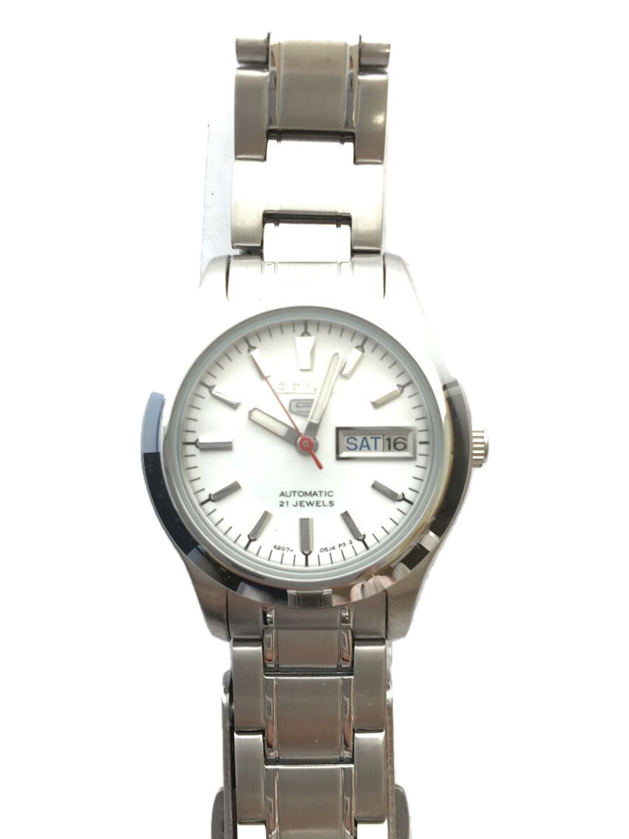 【中古】SEIKO◆クォーツ腕時計/アナログ/ステンレス/WHT/4207-01F0【服飾雑貨他】