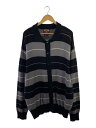 【中古】FB county/カーディガン(薄手)/--/コットン/BLK/ボーダー【メンズウェア】