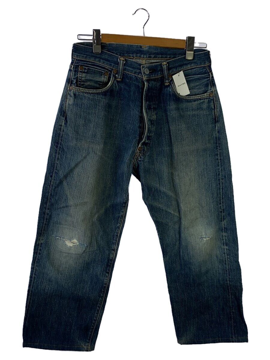【中古】EVISU◆カモメ/デニムパンツ/赤耳/リペア有/size:33×L27(実寸)/コットン/BLU/無地//【メンズウェア】