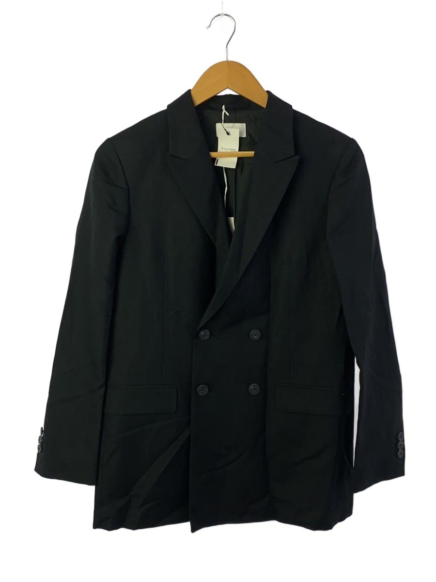 ATON◆WOOL LINEN SHARKSKIN/ダブルジャケット/1/ウール/BLK/JKAGGM0211