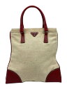 【中古】PRADA◆トートバッグ/キャンバス/BEG【バッグ】(4)