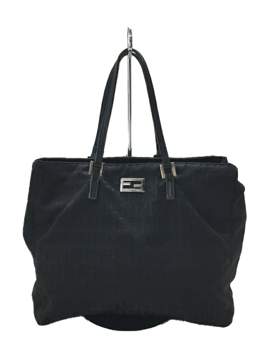 【中古】FENDI◆ハンドバッグ/キャンバス/ブラック/モノグラム/8BH133【バッグ】