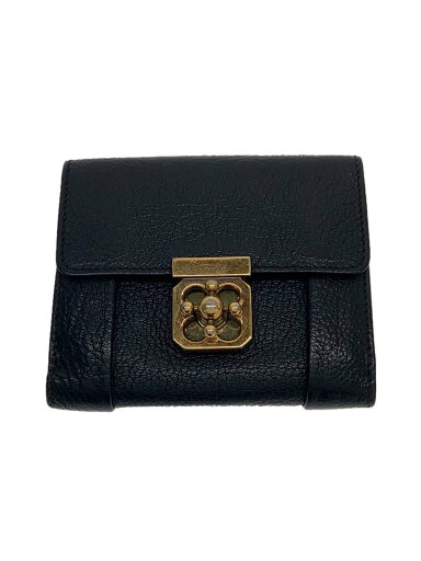 【中古】Chloe◆3つ折り財布/レザー/BLK/無地/レディース【服飾雑貨他】 【中古】Chloe◆3つ折り財布/レザー/BLK/無地/レディース【服飾雑貨他】