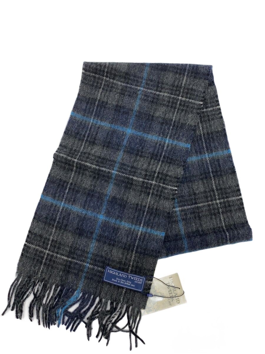【中古】HIGHLAND TWEEDS◆マフラー/ウール/BLK/チェック/レディース/S0470【服飾雑貨他】