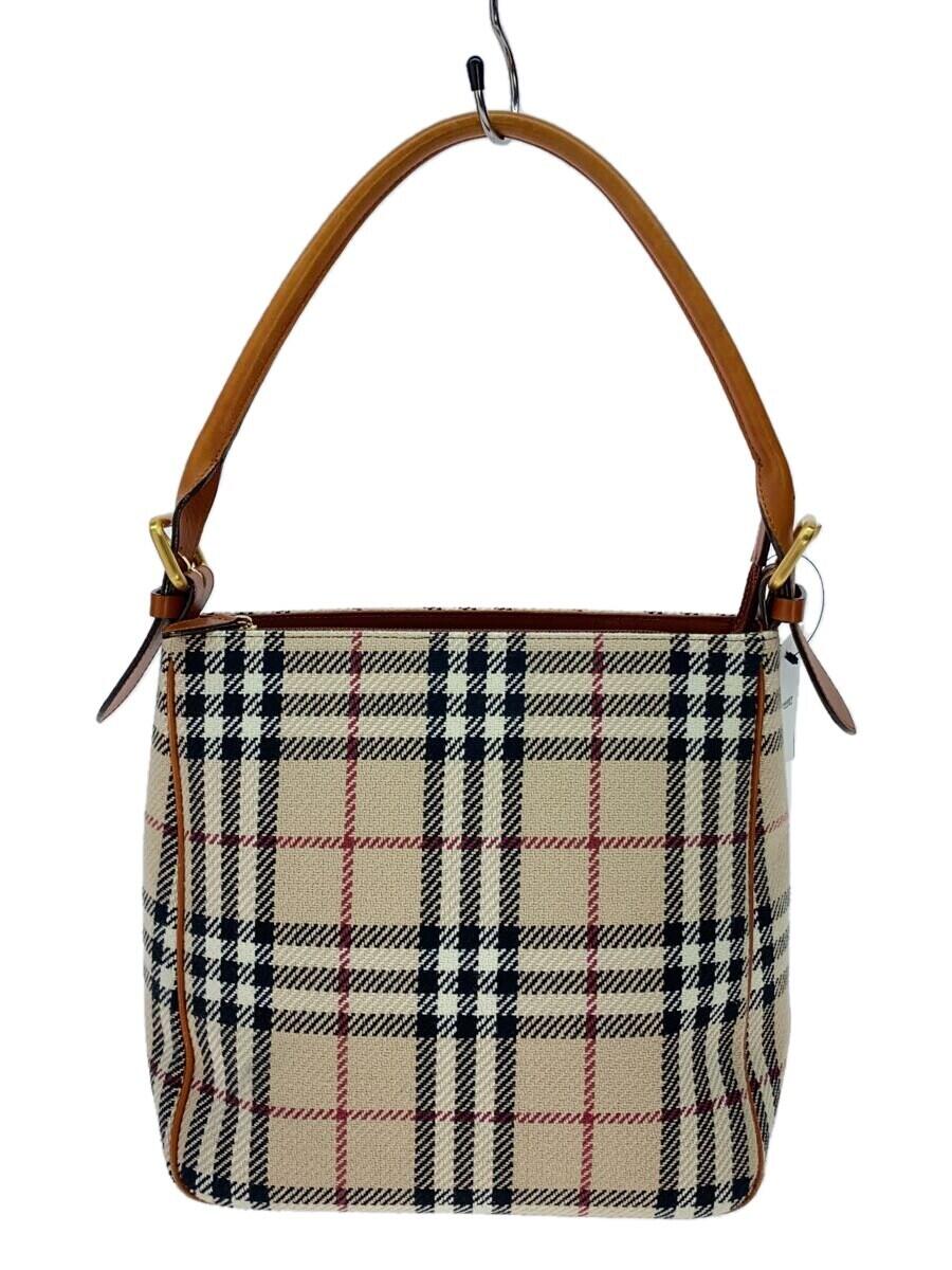 【中古】BURBERRY◆ハンドバッグ/--/BEG/チェック/持ち手ヨゴレ有【バッグ】