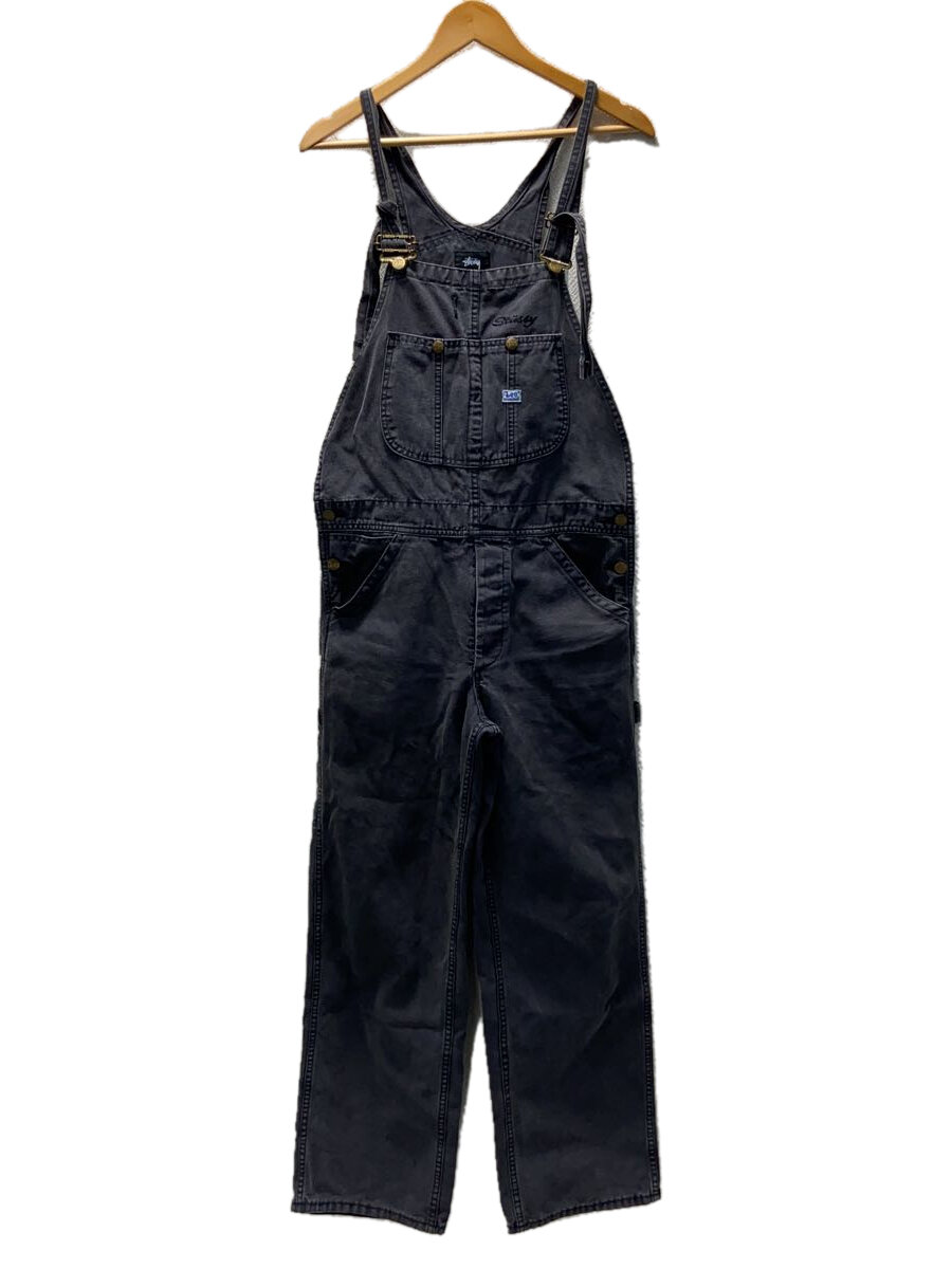 【中古】STUSSY◆オーバーオール/M/コットン/BLK/LB0230【メンズウェア】
