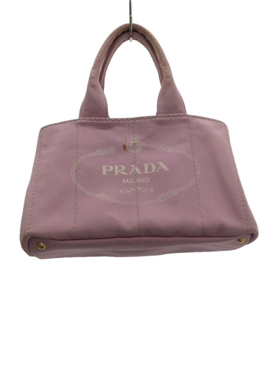 【中古】PRADA◆トートバッグ/キャンバス/PNK/無地【バッグ】