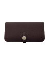 【中古】HERMES◆ドゴンロング/シルバー金具/長財布/レザー/ブラウン/レディース/D刻印【服飾雑貨他】
