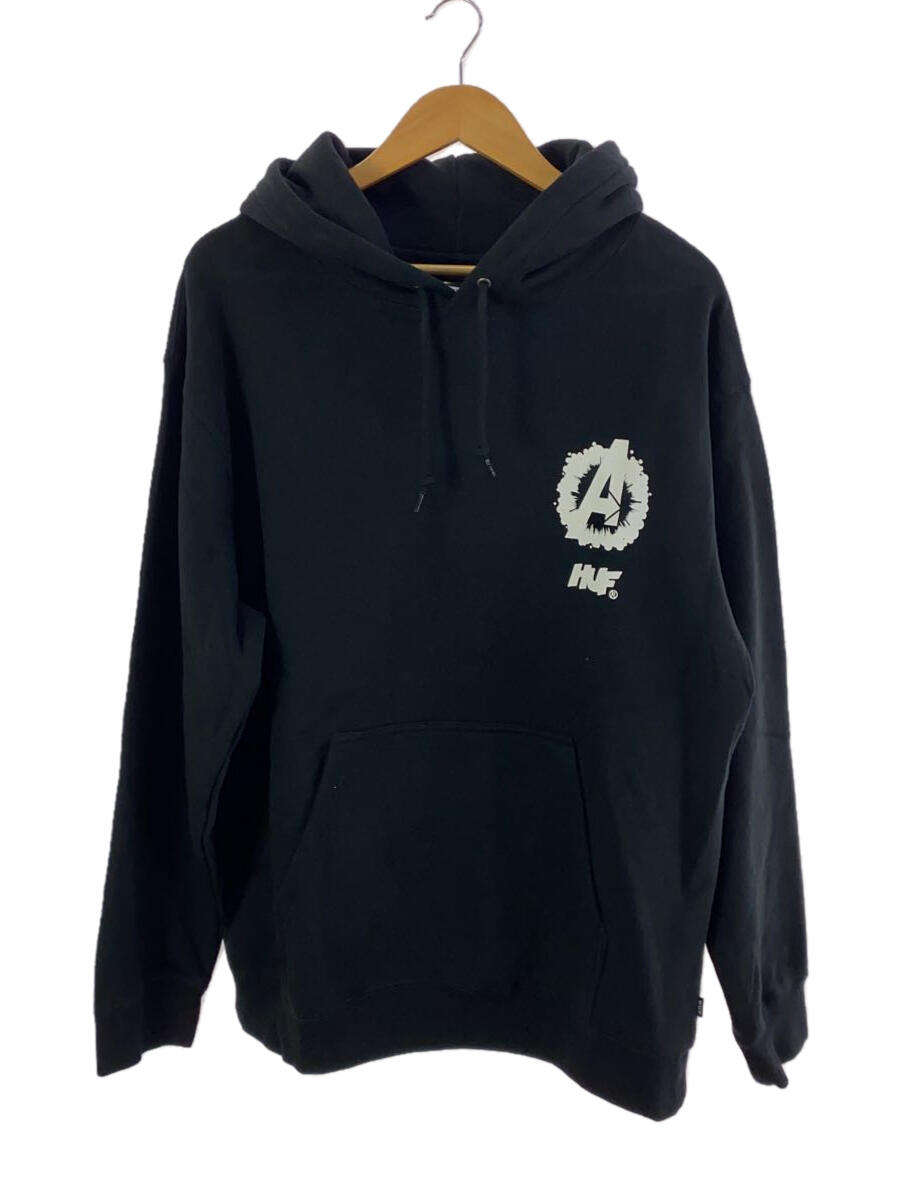 【中古】HUF◆×AVENGERS COSMIC ASSEMBLE HOODIE/L/コットン/BLK/PF00654【メンズウェア】