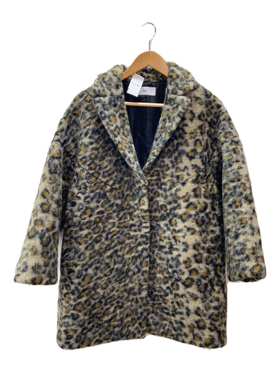 【中古】SLY◆コート/FREE/ウール/BRW/アニマル【レディースウェア】
