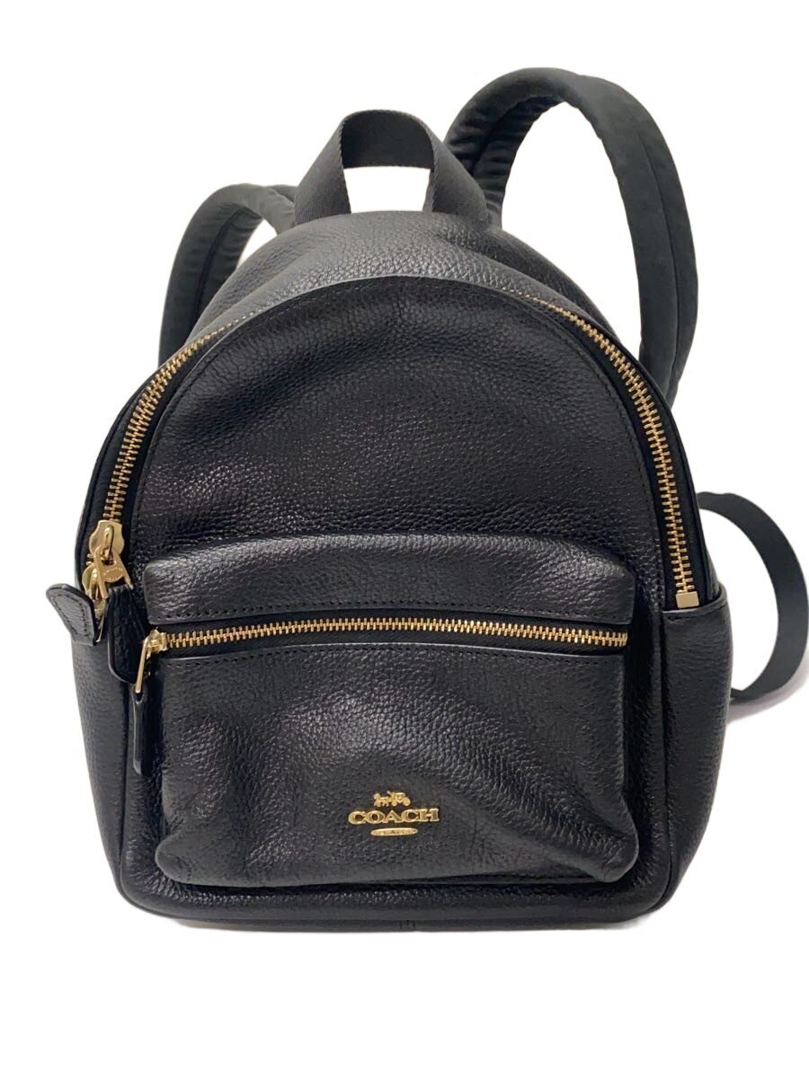 COACH - 【中古】COACH◆Mini Charlie Backpack in Pebble Leather /レザー/BLK/F38263【バッグ】