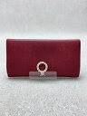 【中古】BVLGARI◆長財布/レザー/RED/無地/メンズ/3338