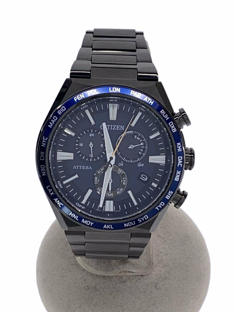 【中古】CITIZEN◆ATESSA/ECO-Drive/アナログ/ステンレス/BLK/NVY/SS/E660-007C804【服飾雑貨他】