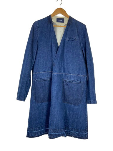 【中古】John UNDERCOVER◆チェスターコート/2/コットン/NVY/JUT4303【メンズウェア】 【中古】John UNDERCOVER◆チェスターコート/2/コットン/NVY/JUT4303【メンズウェア】