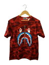 【中古】A BATHING APE◆Tシャツ/L/コットン/RED/001CSE301005X/18ss/COLOR CAMO SHARK TEE【メンズウェア】