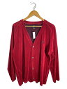 【中古】Needles◆カーディガン(薄手)/L/ナイロン/RED/無地/NS263/V Neck Cardigan//【メンズウェア】