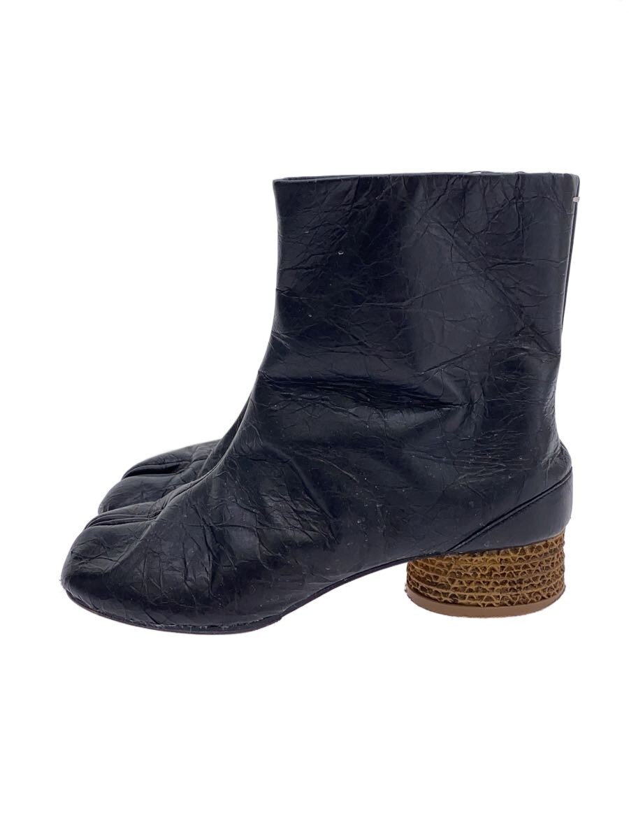 【中古】Maison Margiela◆TABI BOOTS/足袋ブーツ/シワ加工/ショートブーツ/37/BLK/レザー【シューズ】
