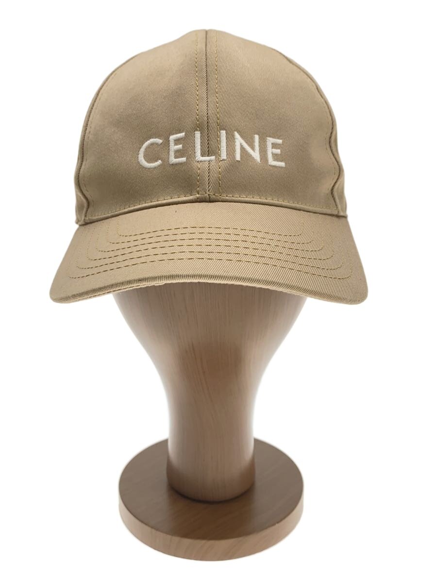 【中古】CELINE◆キャップ/FREE/コットン/ベージュ/レディース/2AUA1746P//【服飾雑貨他】